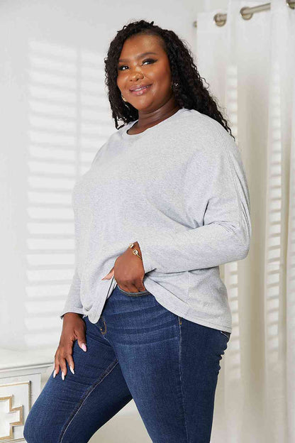 Double Take Seam Detail Round Neck Long Sleeve Top-Teresa&#39;s Fashionista LLC