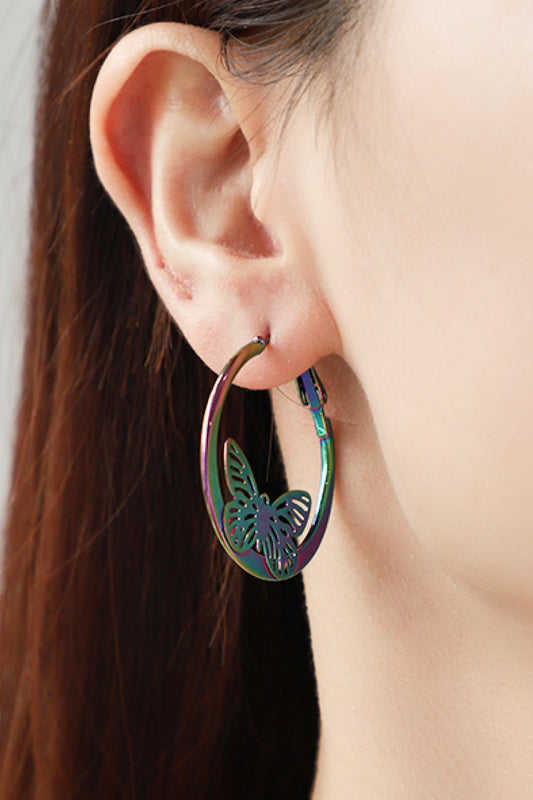 Multicolored Butterfly Huggie Earrings-Teresa&#39;s Fashionista LLC