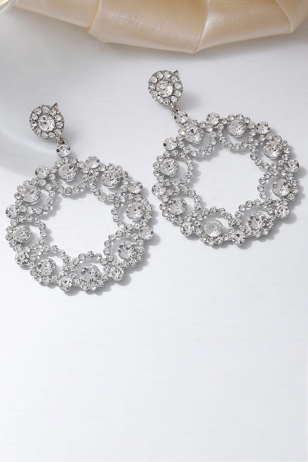 Alloy Rhinestone Round Drop Earrings-Teresa&#39;s Fashionista LLC