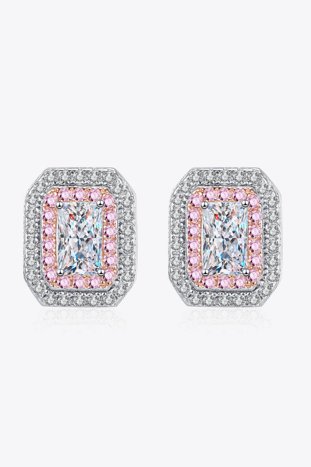 1 Carat Moissanite and Zircon Contrast Geometric Stud Earrings-Teresa&#39;s Fashionista LLC