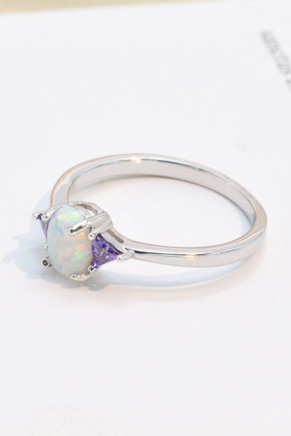 Contrast 925 Sterling Silver Opal Ring-Teresa&#39;s Fashionista LLC