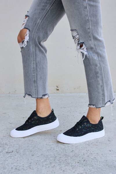 Forever Link Sequin Lace-Up Platform Sneakers-Teresa&#39;s Fashionista LLC