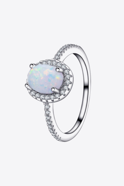 Opal 925 Sterling Silver Halo Ring-Teresa&#39;s Fashionista LLC