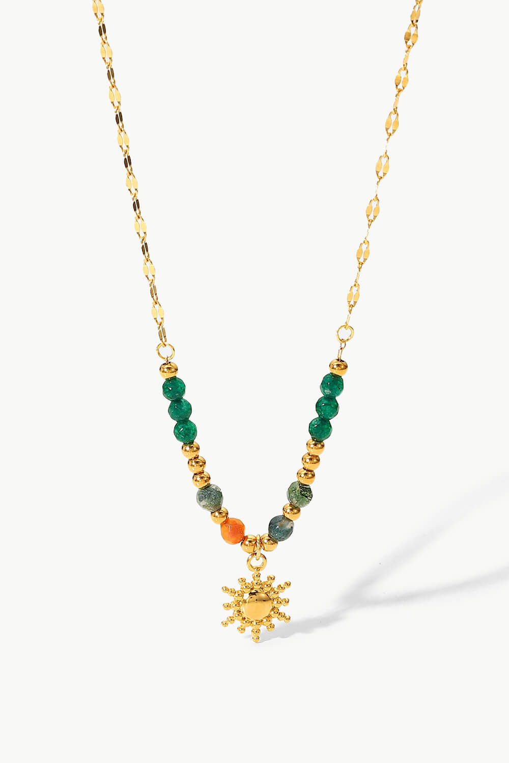 Sun Pendant Natural Stone Necklace-Teresa&#39;s Fashionista LLC