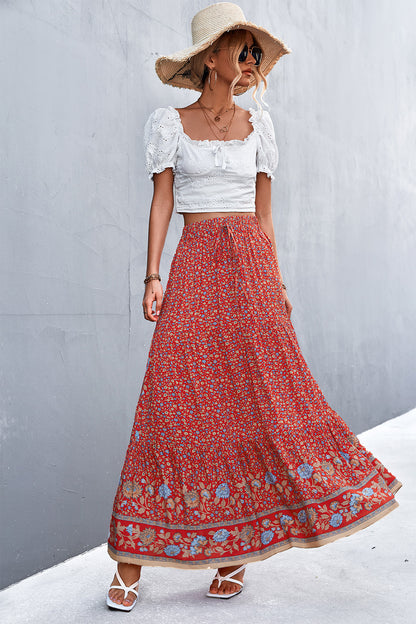 Floral Tied Maxi Skirt-Teresa&#39;s Fashionista LLC