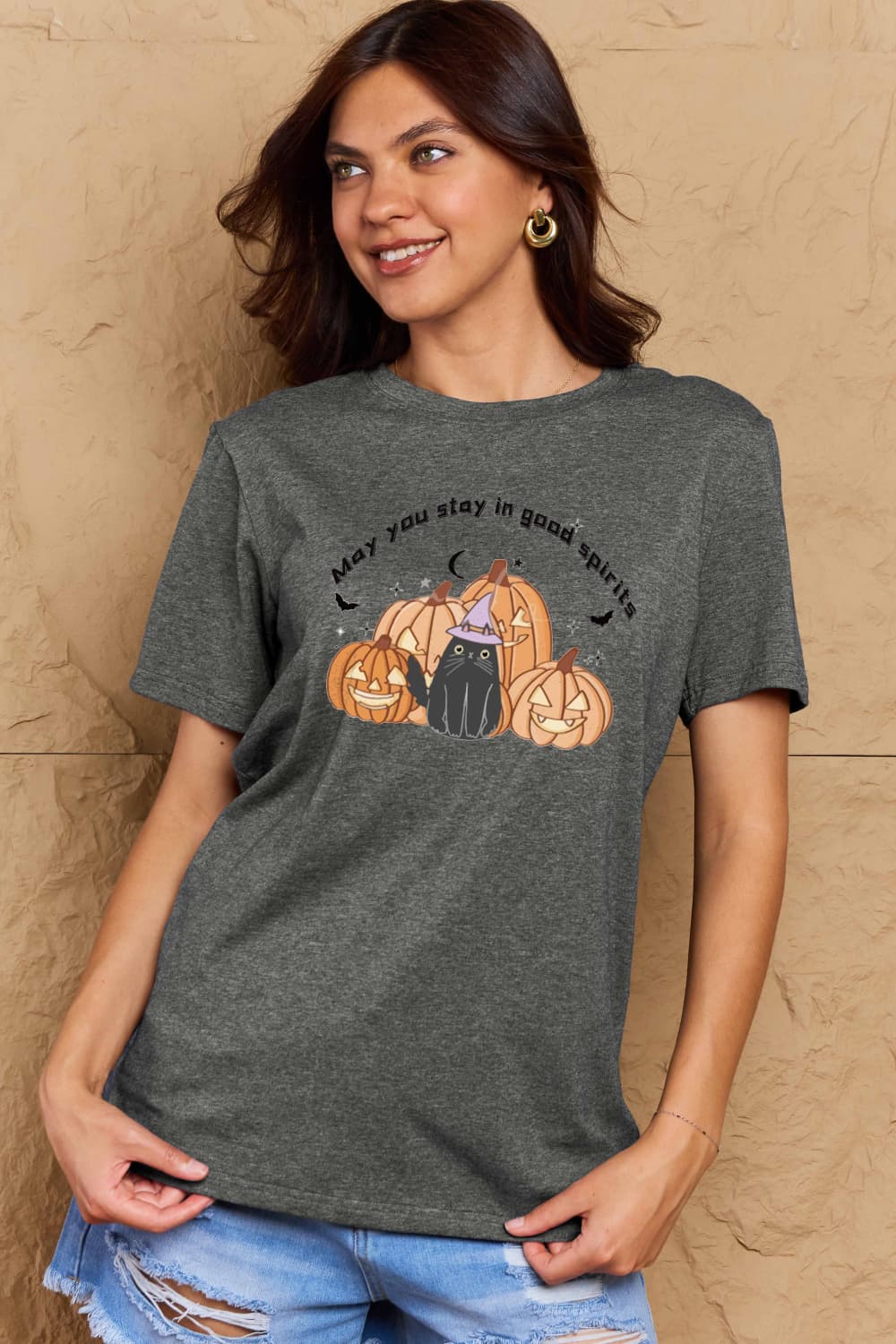 Simply Love Full Size MAY YOU STAY IN GOOD SPIRITS Graphic Cotton T-Shirt-Teresa&#39;s Fashionista LLC