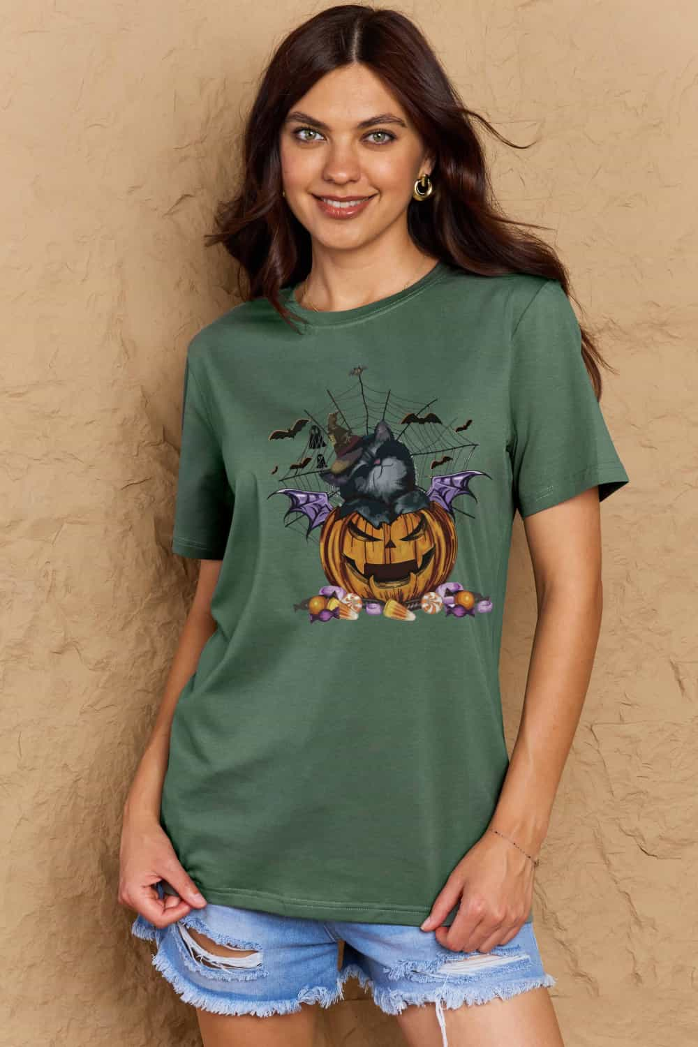 Simply Love Full Size Jack-O'-Lantern Graphic T-Shirt-Teresa&#39;s Fashionista LLC