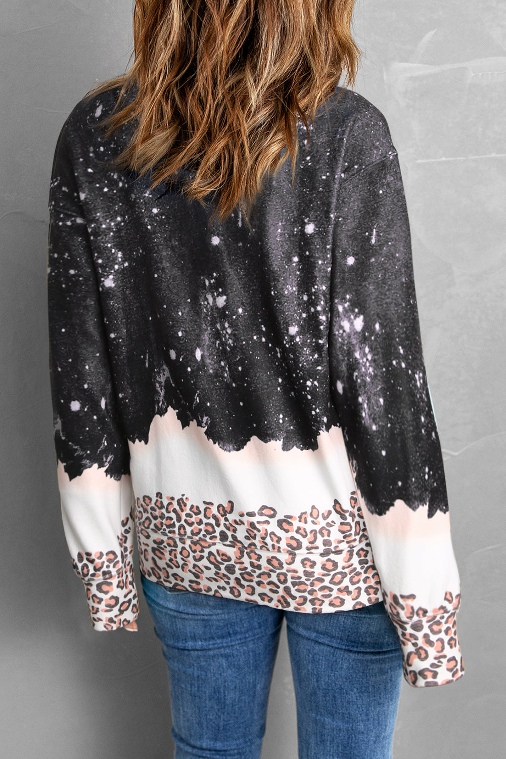 MAMA Leopard Color Block Round Neck Sweatshirt-Teresa&#39;s Fashionista LLC