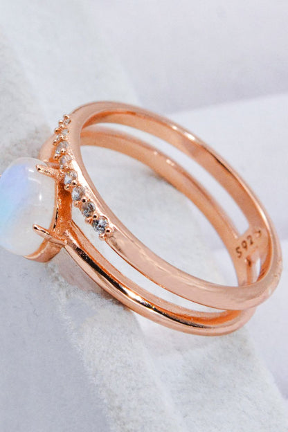 Natural Moonstone and Zircon Double-Layered Ring-Teresa&#39;s Fashionista LLC