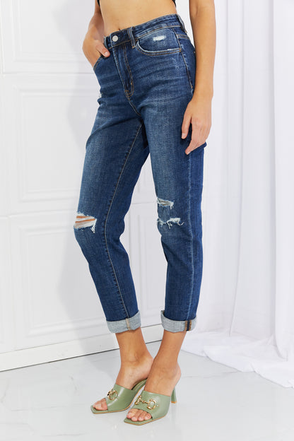 Vervet by Flying Monkey Full Size Distressed Cropped Jeans with Pockets-Teresa&#39;s Fashionista LLC