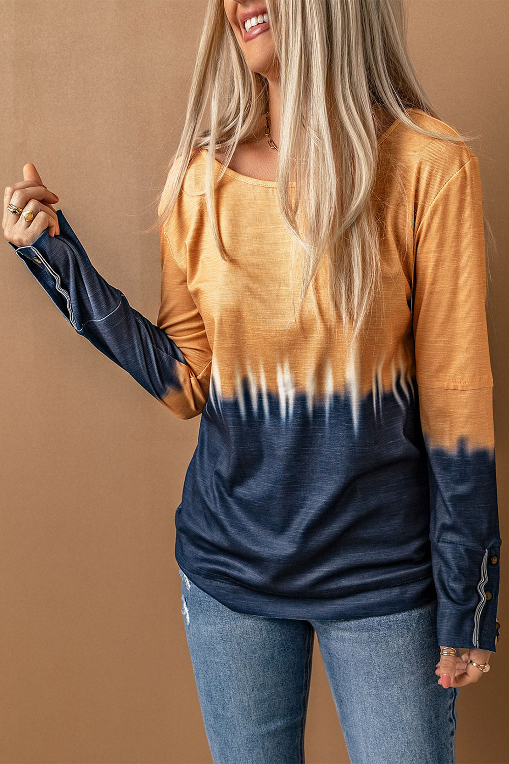 Contrast Boat Neck Long Sleeve Top-Teresa&#39;s Fashionista LLC