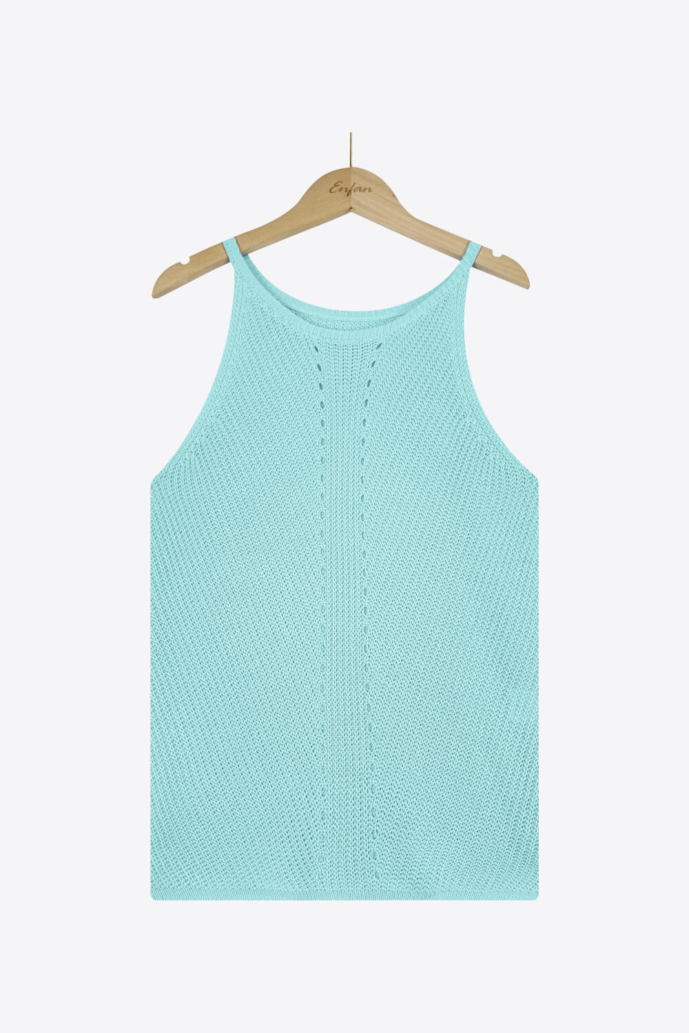 Openwork Grecian Neck Knit Tank Top-Teresa&#39;s Fashionista LLC