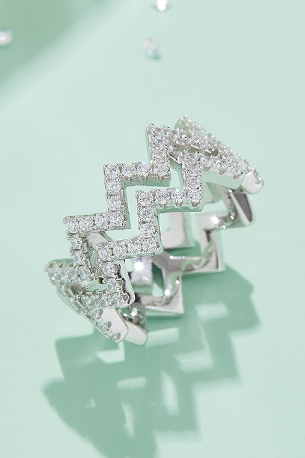 Moissanite Zigzag Stacking Rings-Teresa&#39;s Fashionista LLC