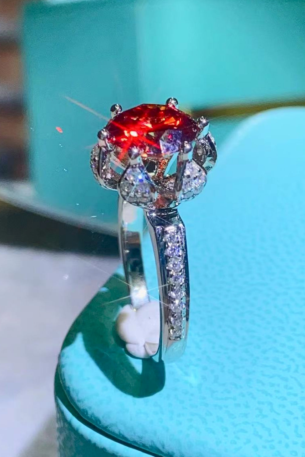 2 Carat Moissanite 6-Prong Ring in Phoenix Fire-Teresa&#39;s Fashionista LLC