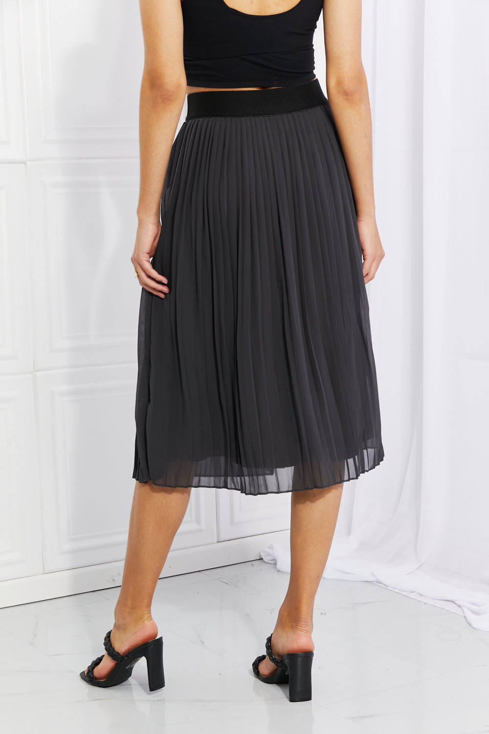 Zenana Full Size Romantic At Heart Pleated Chiffon Midi Skirt-Teresa&#39;s Fashionista LLC