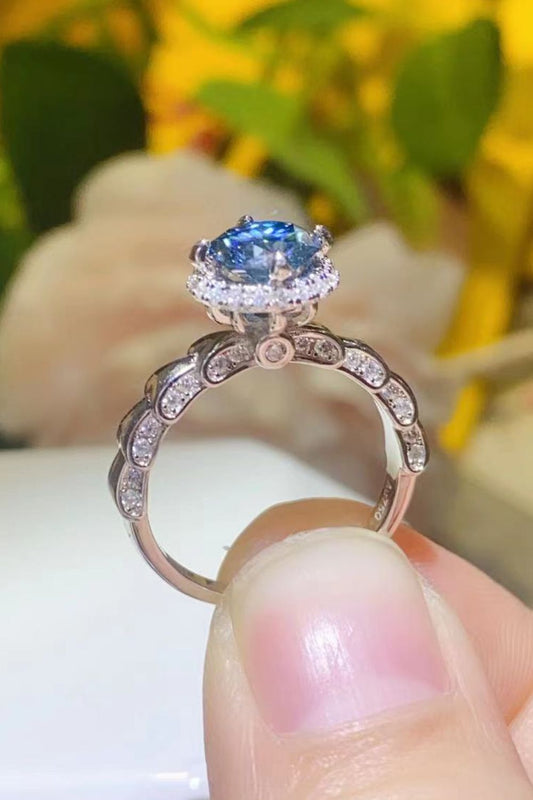 925 Sterling Silver 1 Carat Moissanite Cluster Ring-Teresa&#39;s Fashionista LLC