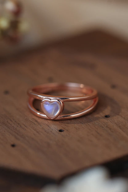 Moonstone Heart 925 Sterling Silver Ring-Teresa&#39;s Fashionista LLC