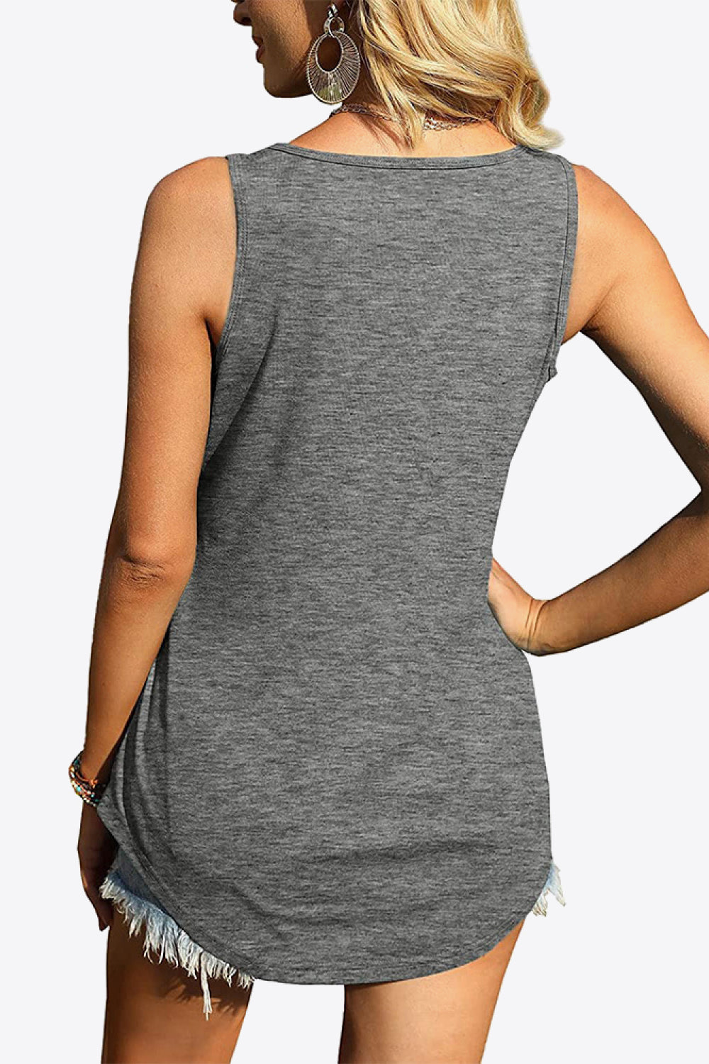 Curved Hem Square Neck Tank-Teresa&#39;s Fashionista LLC