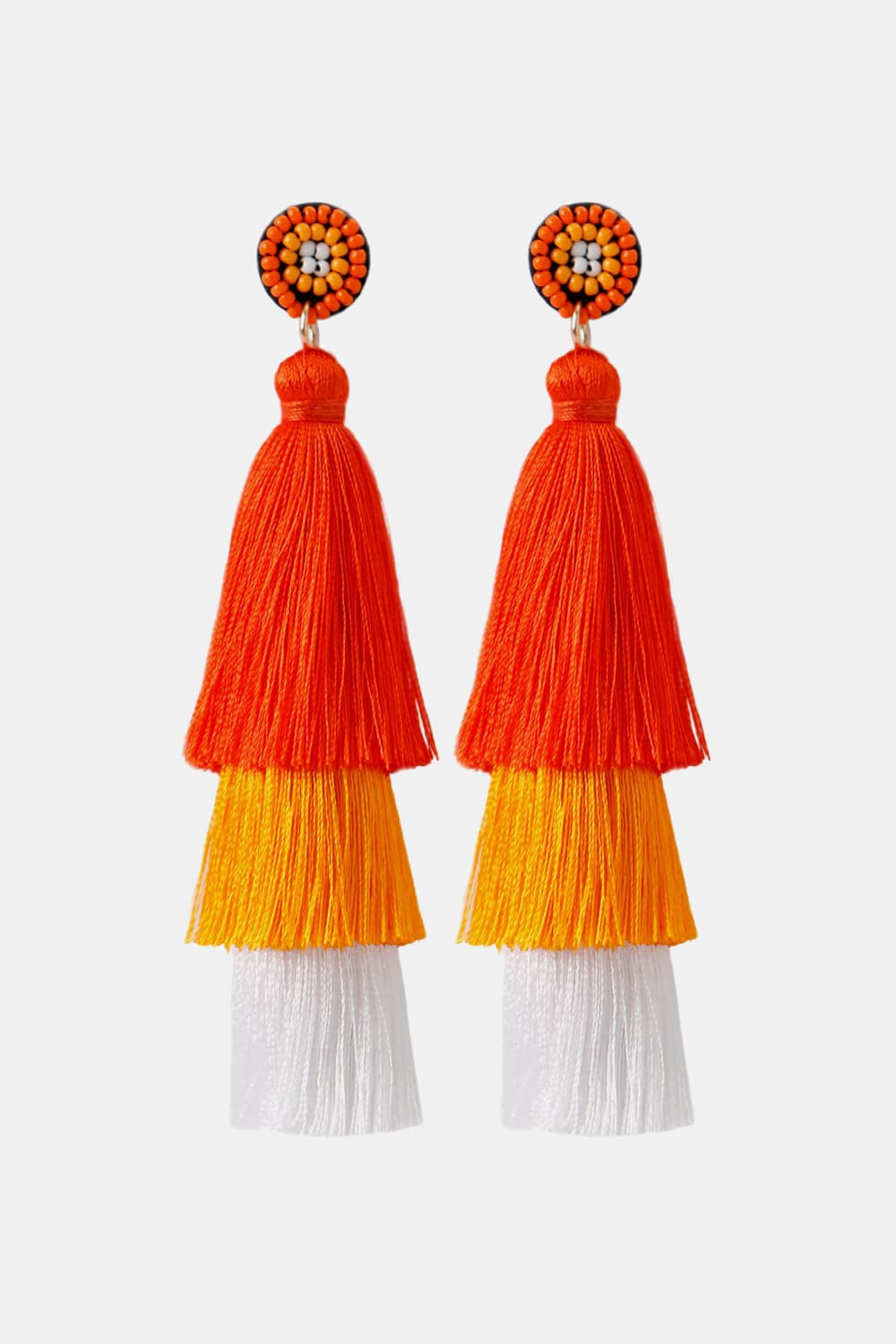 Baeds Detail Triple Layered Tassel Earring-Teresa&#39;s Fashionista LLC