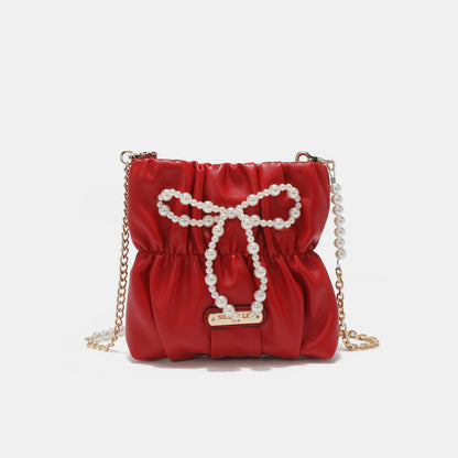 Nicole Lee USA Pearl Bow Chain Strap Purse-Teresa&#39;s Fashionista LLC