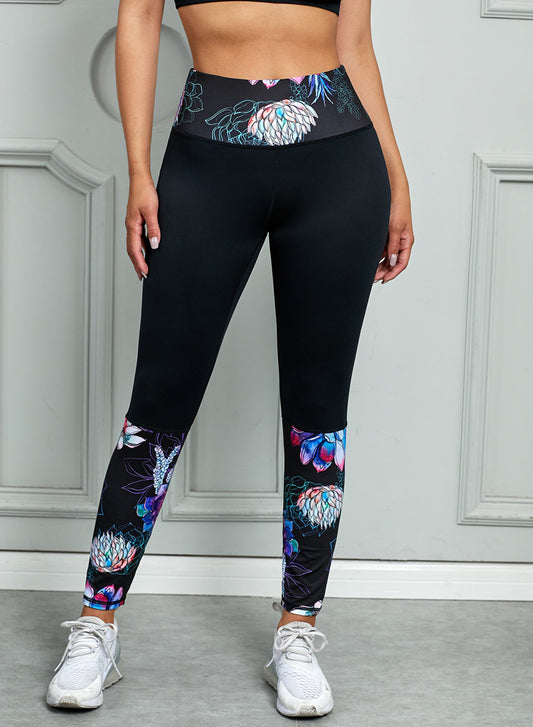 Printed Wide Waistband Active Leggings - Teresa's Fashionista LLC