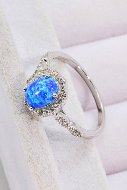 Opal and Zircon 925 Sterling Silver Ring-Teresa&#39;s Fashionista LLC