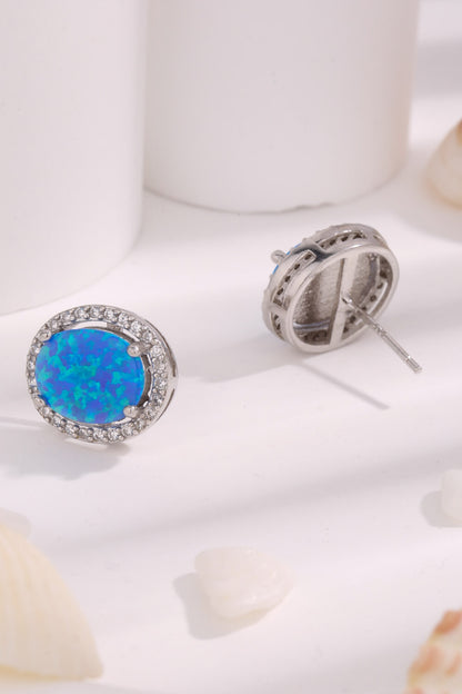 Opal Round Earrings-Teresa&#39;s Fashionista LLC