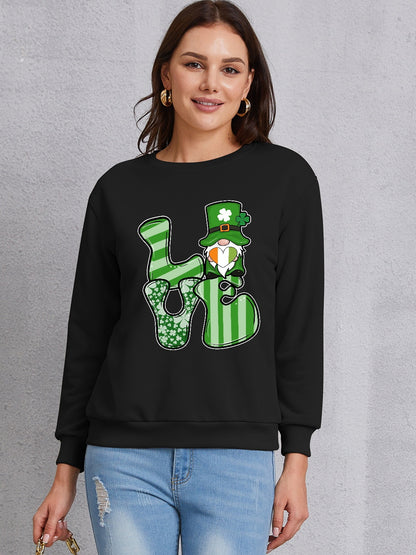 LOVE Round Neck Dropped Shoulder Sweatshirt-Teresa&#39;s Fashionista LLC