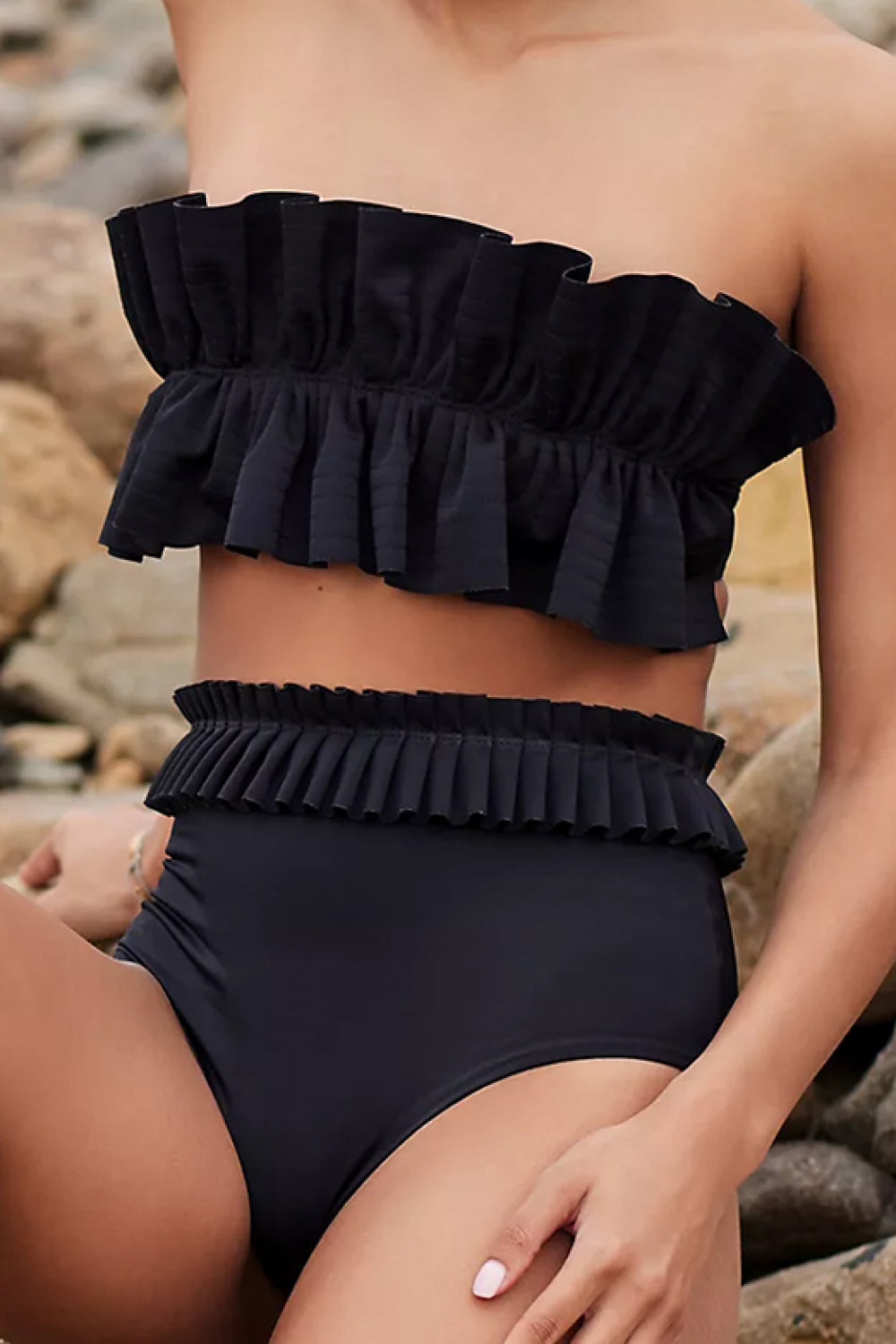 Ruffled Tie Back Two-Piece Swim Set-Teresa&#39;s Fashionista LLC