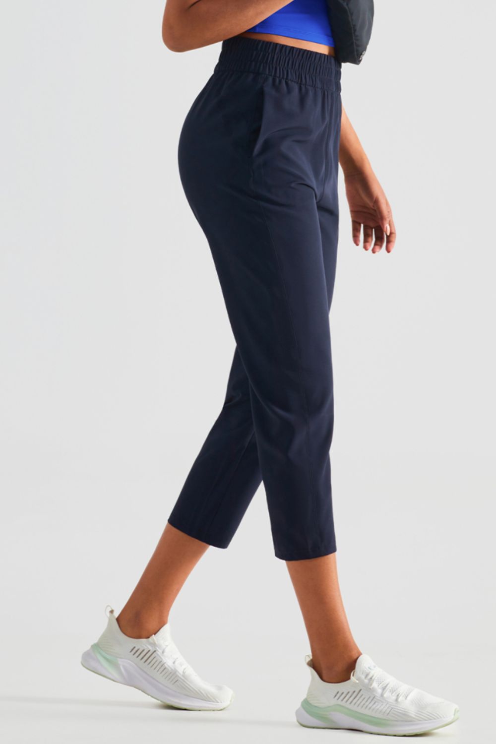 Elastic Waist Cropped Sports Pants-Teresa&#39;s Fashionista LLC