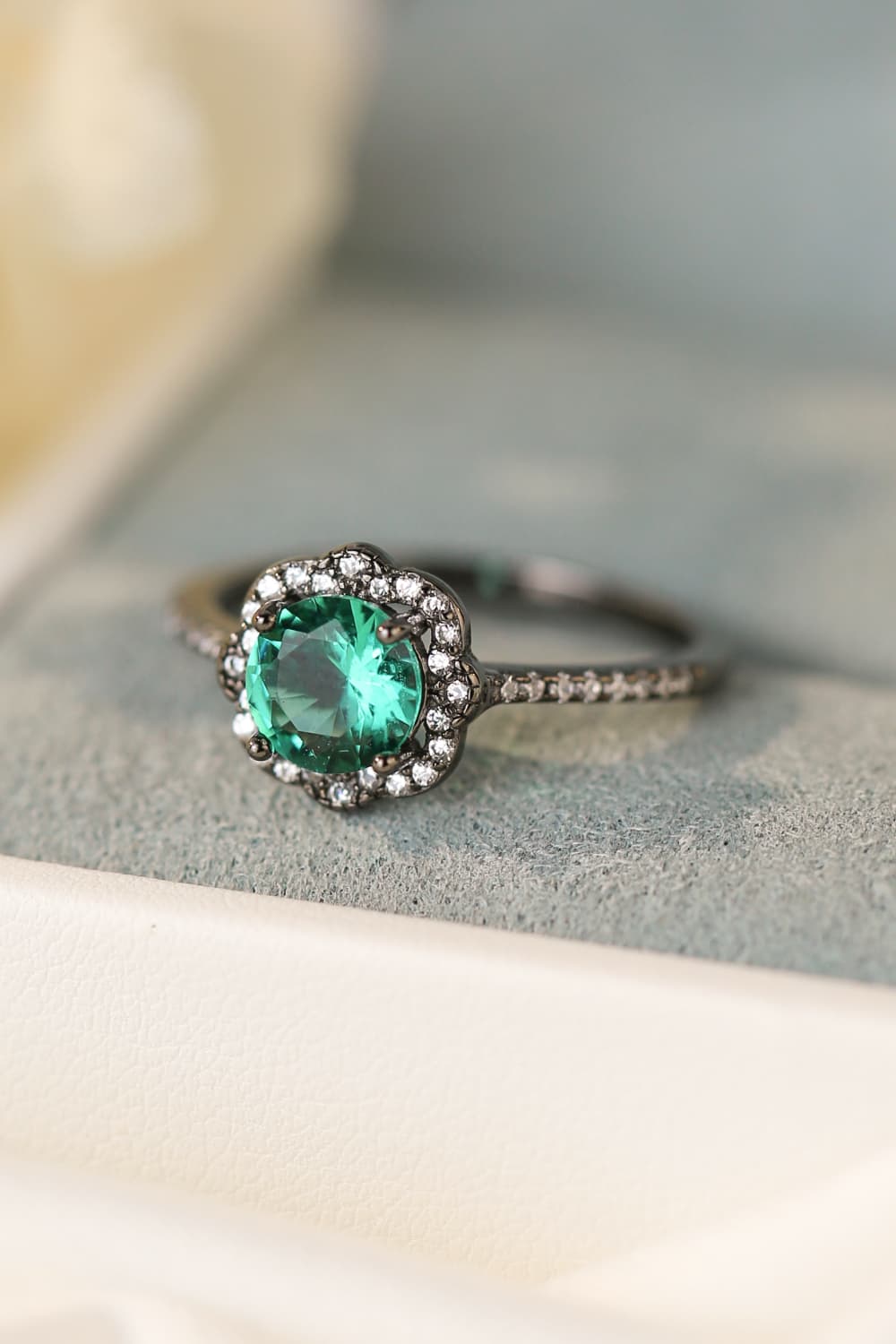 Paraiba Tourmaline Flower Shape Ring-Teresa&#39;s Fashionista LLC