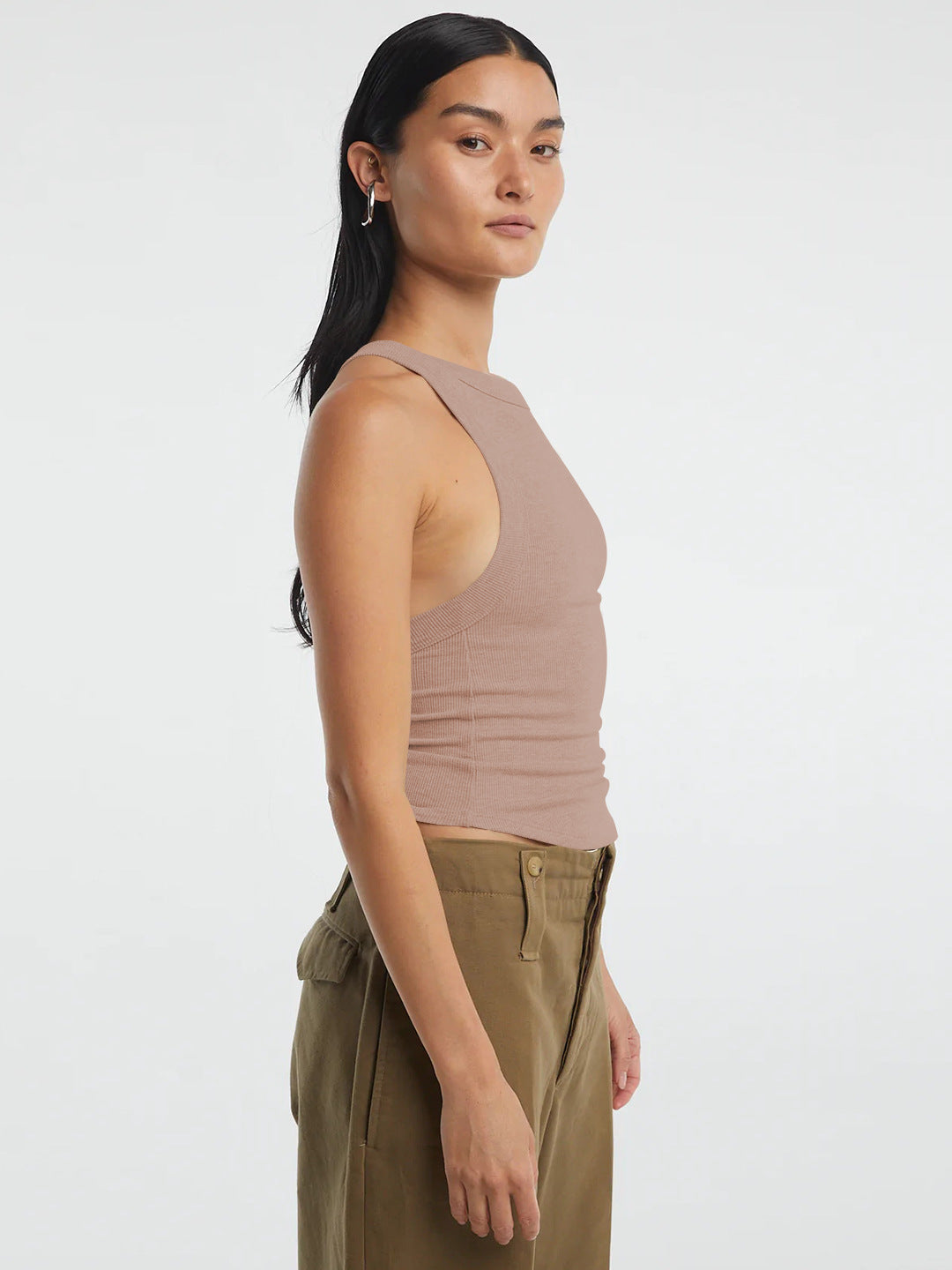 Halter Neck Ribbed Cropped Top-Teresa&#39;s Fashionista LLC