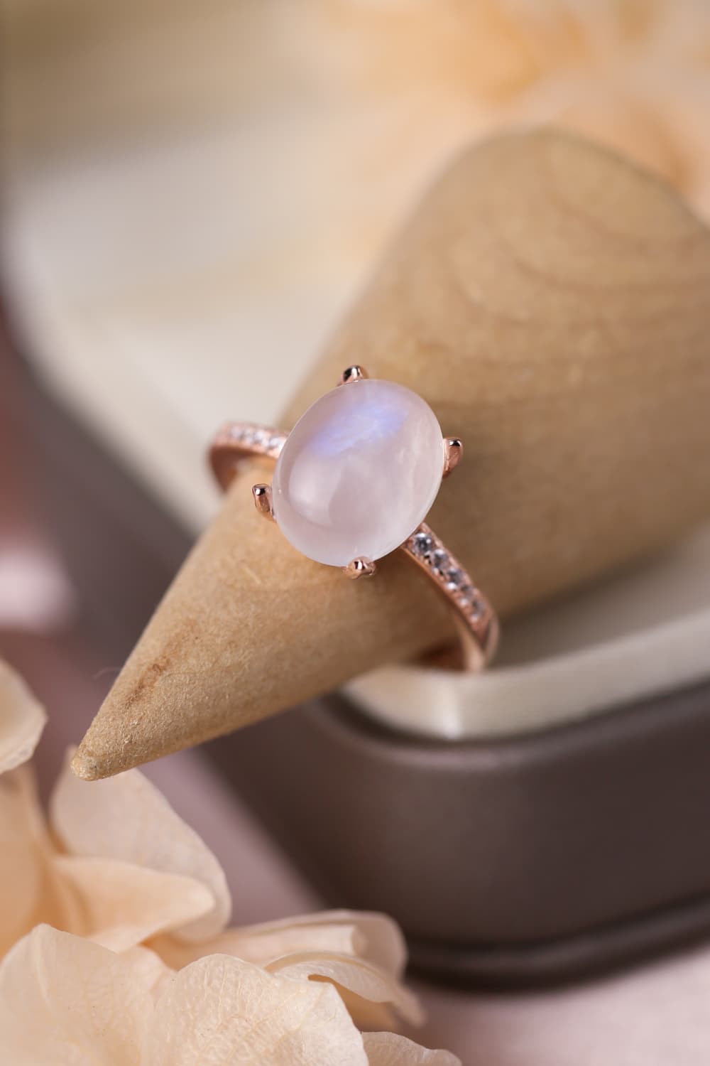 High Quality Natural Moonstone 925 Sterling Silver Side Stone Ring-Teresa&#39;s Fashionista LLC