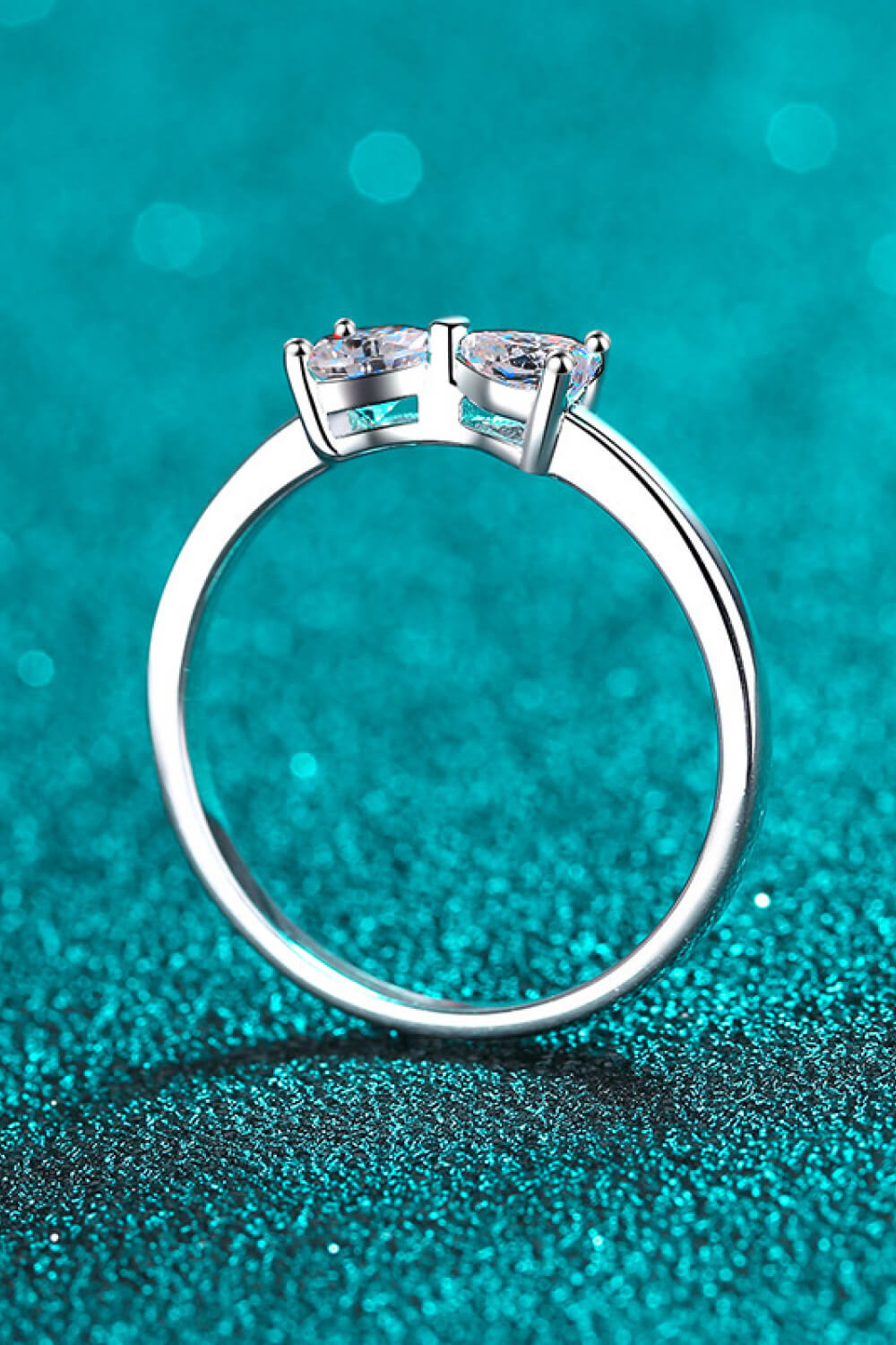 Moissanite Bow Rhodium-Plated Ring-Teresa&#39;s Fashionista LLC