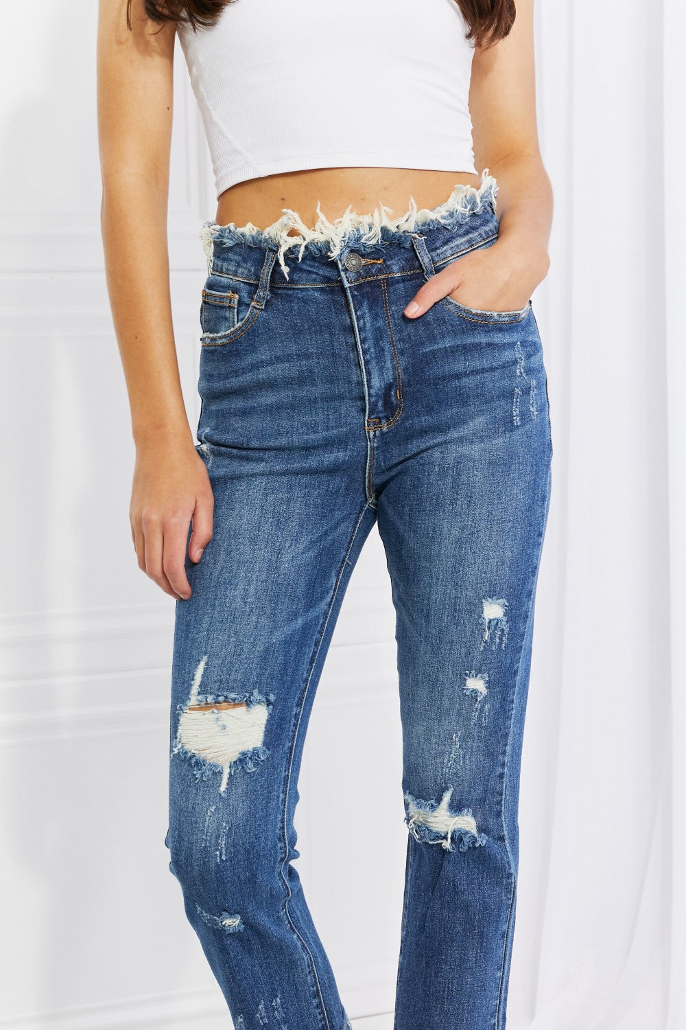 RISEN Full Size Undone Chic Straight Leg Jeans-Teresa&#39;s Fashionista LLC