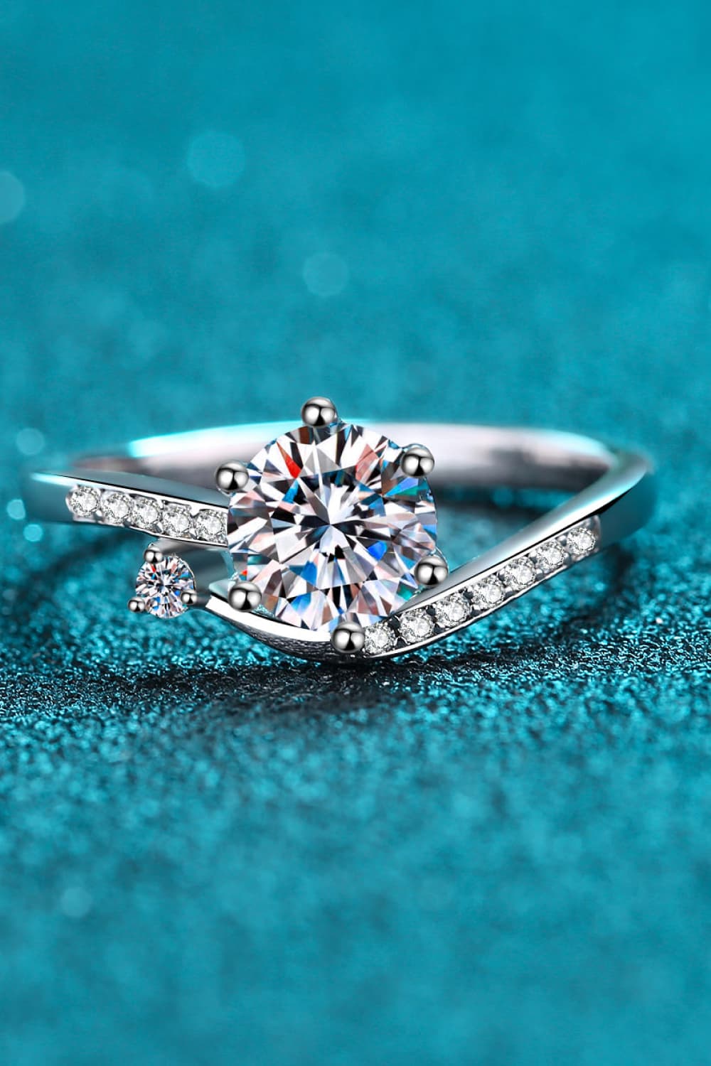 1 Carat Moissanite 925 Sterling Silver Bypass Ring-Teresa&#39;s Fashionista LLC