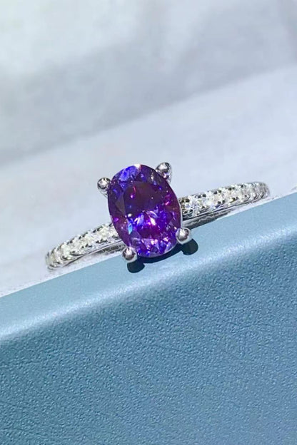 1 Carat Purple Moissanite 4-Prong Ring-Teresa&#39;s Fashionista LLC