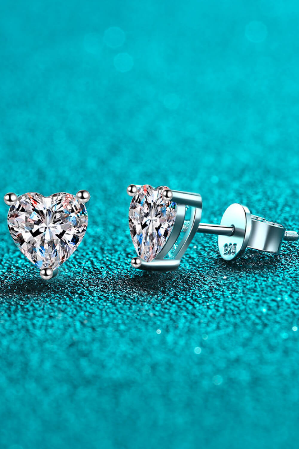 2 Carat Moissanite Heart-Shaped Stud Earrings-Teresa&#39;s Fashionista LLC