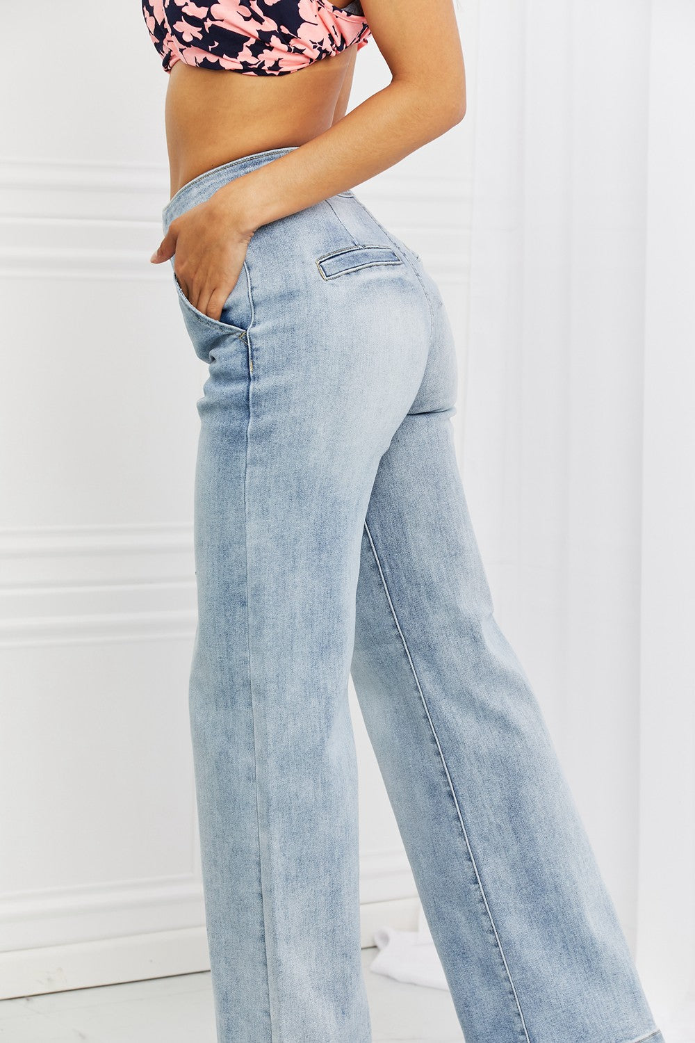 RISEN Full Size Luisa Wide Flare Jeans-Teresa&#39;s Fashionista LLC