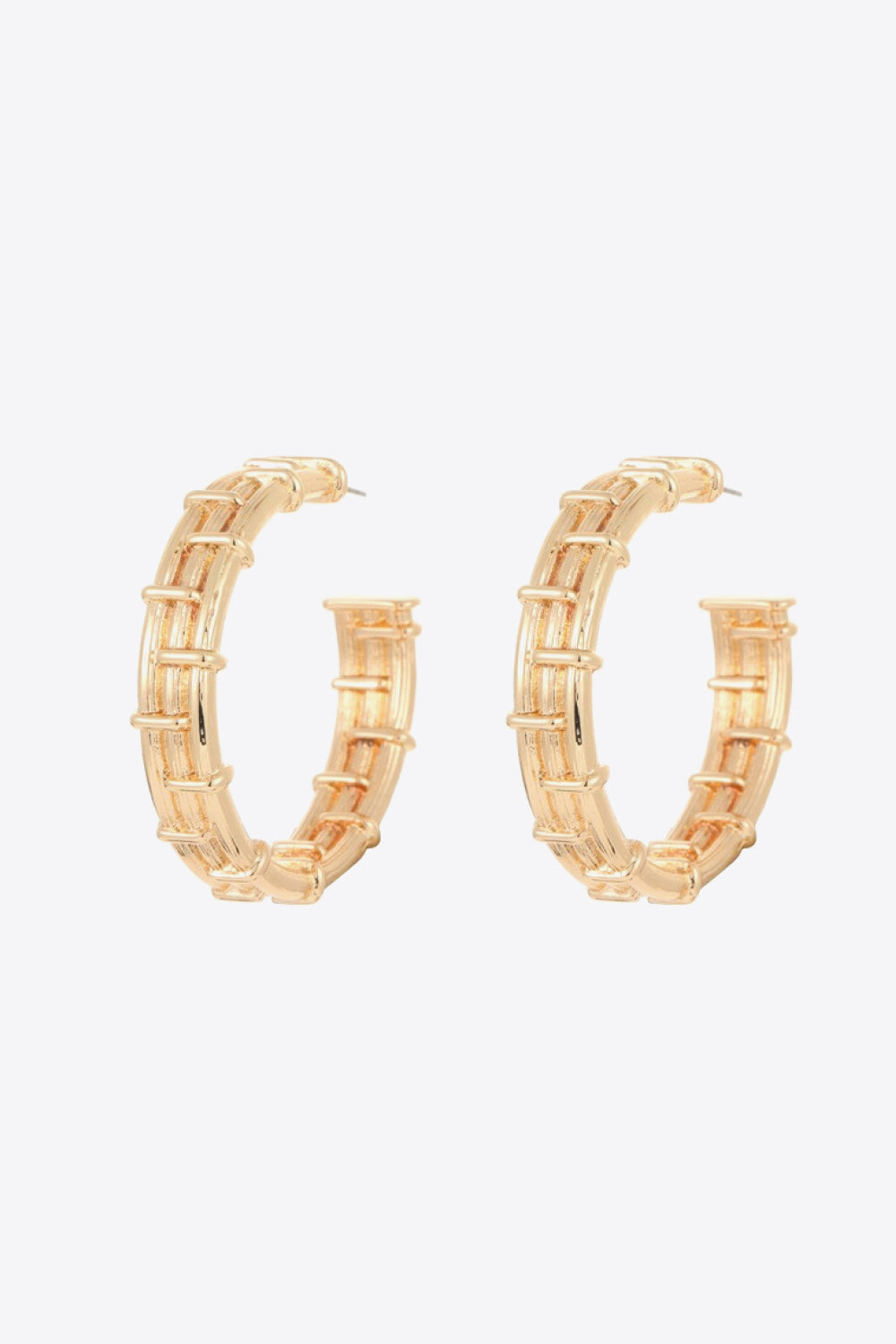 18K Gold-Plated Alloy C-Hoop Earrings-Teresa&#39;s Fashionista LLC