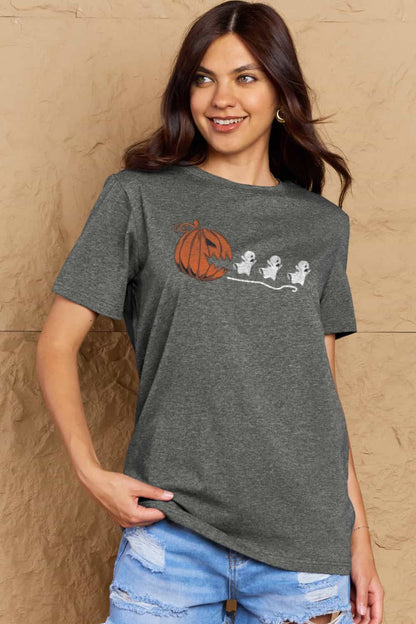 Simply Love Full Size Jack-O'-Lantern Graphic Cotton T-Shirt-Teresa&#39;s Fashionista LLC