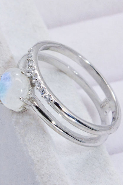 Natural Moonstone and Zircon Double-Layered Ring-Teresa&#39;s Fashionista LLC