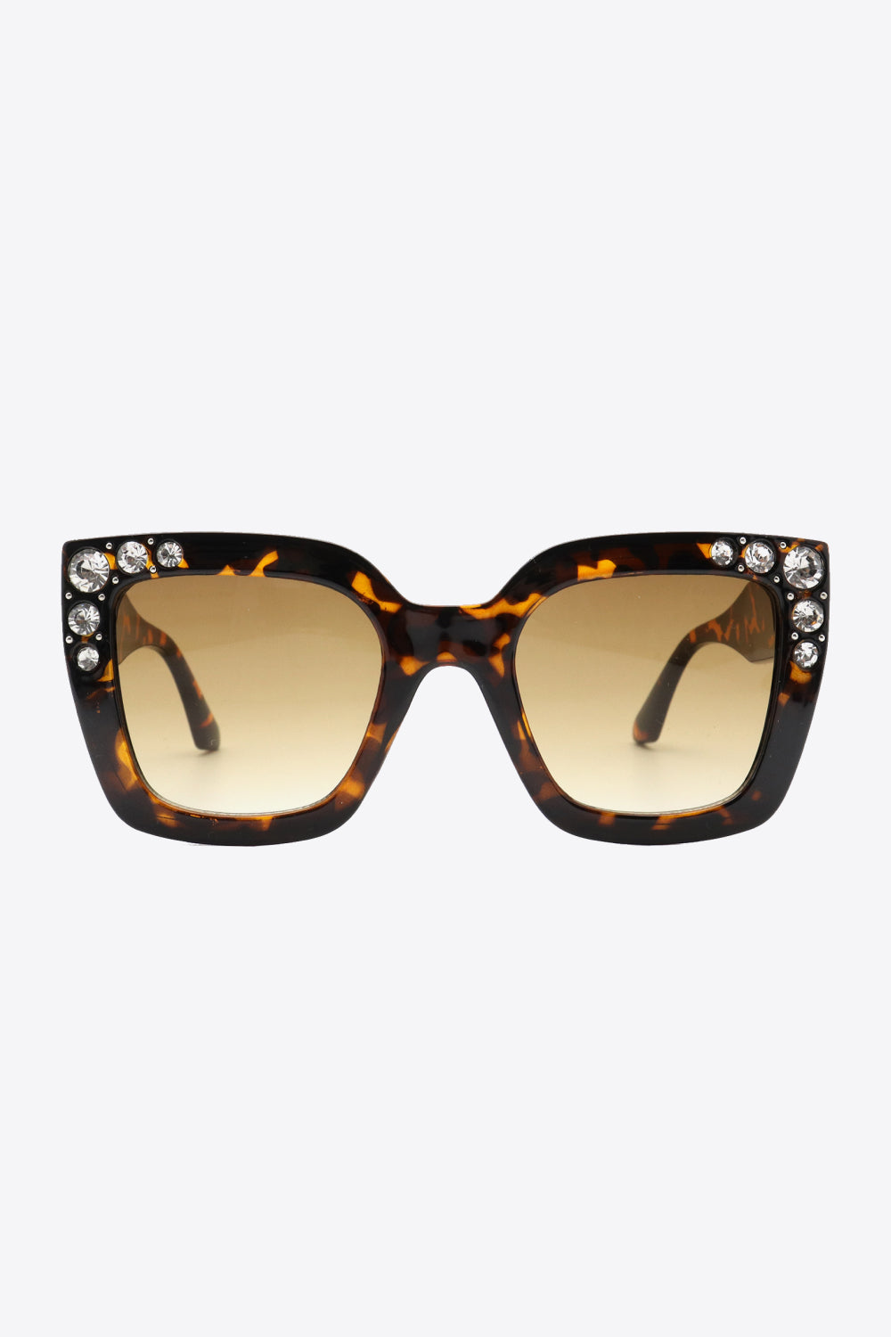 Inlaid Rhinestone Polycarbonate Sunglasses-Teresa&#39;s Fashionista LLC