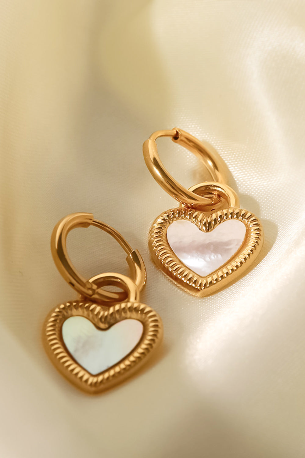 Inlaid Shell Heart Drop Earrings-Teresa&#39;s Fashionista LLC