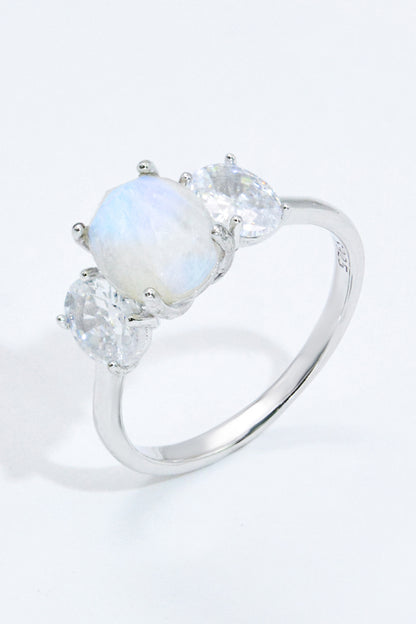 Natural Moonstone and Zircon Ring-Teresa&#39;s Fashionista LLC