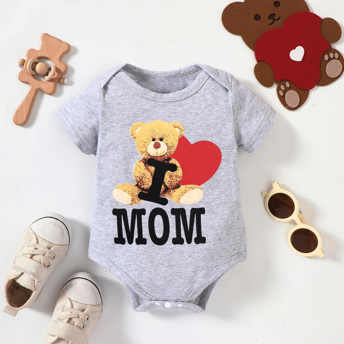 Baby Bear Graphic Short Sleeve Bodysuit-Teresa&#39;s Fashionista LLC