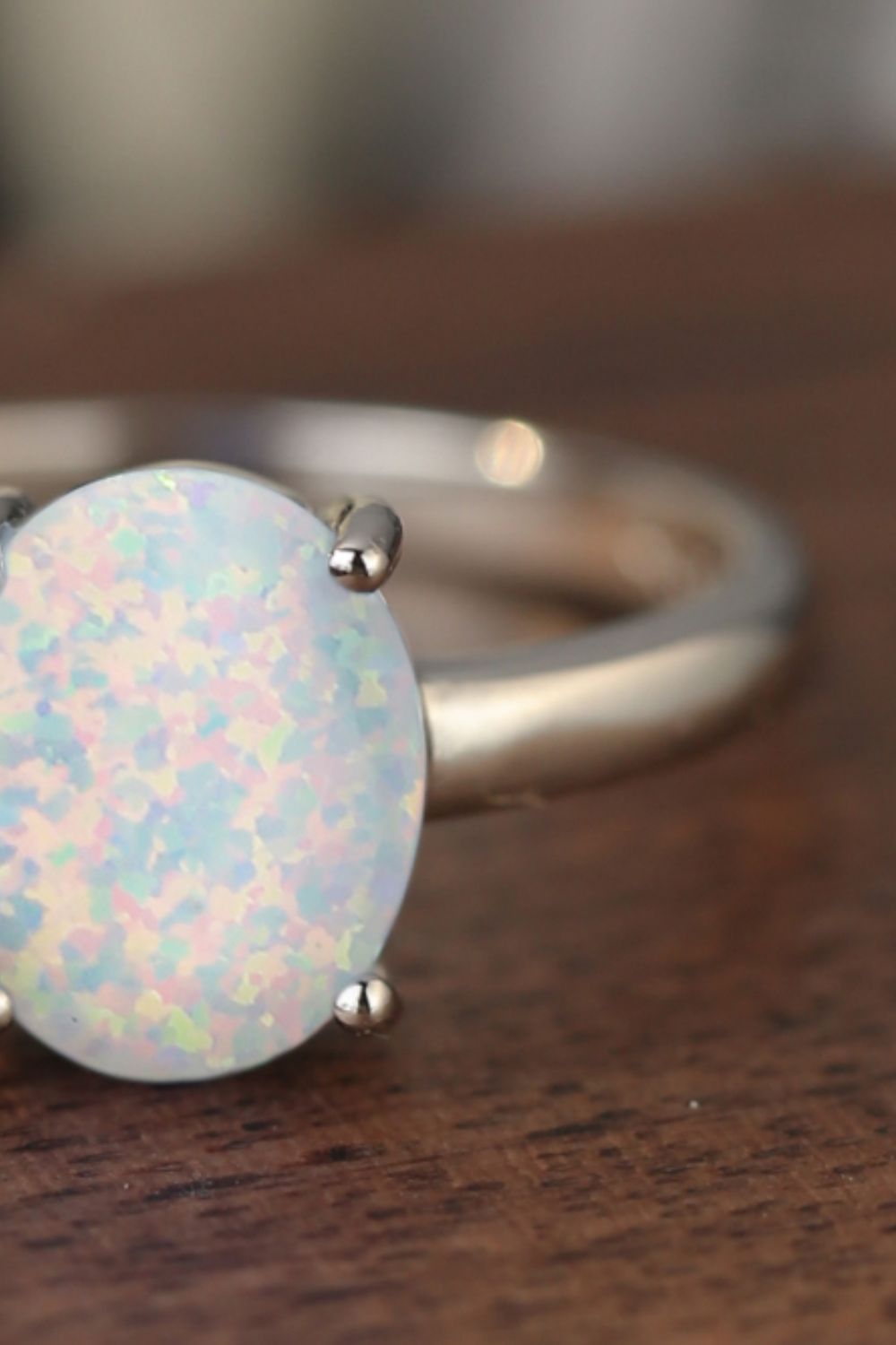 925 Sterling Silver Opal Solitaire Ring-Teresa&#39;s Fashionista LLC