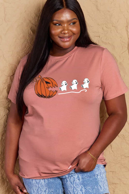 Simply Love Full Size Jack-O'-Lantern Graphic Cotton T-Shirt-Teresa&#39;s Fashionista LLC