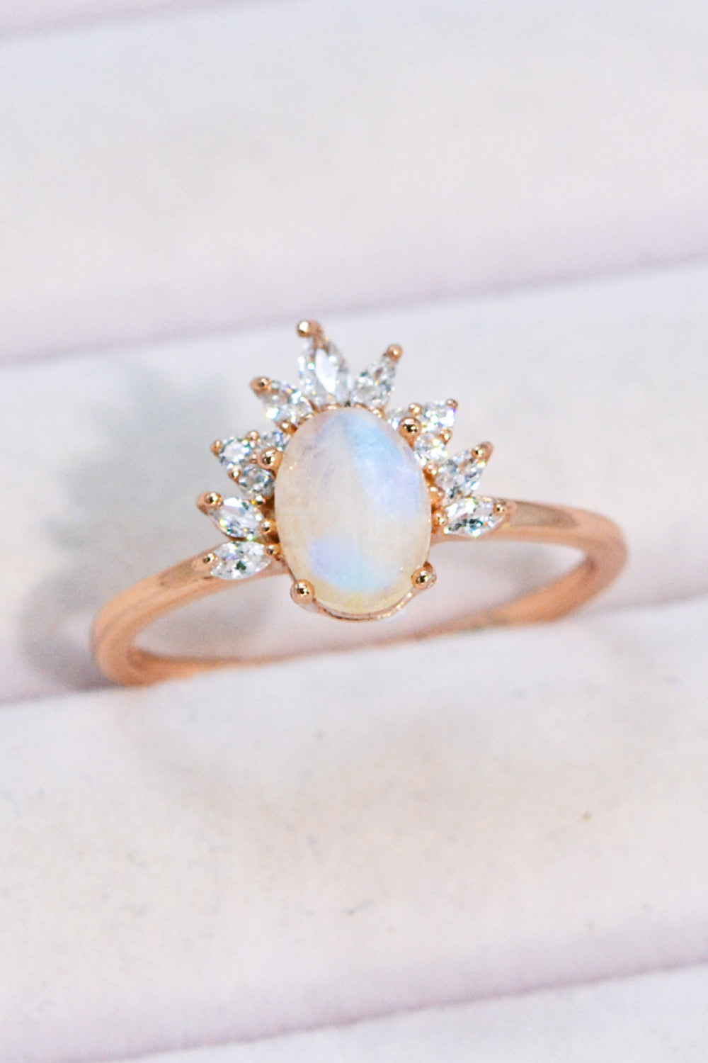 18K Rose Gold-Plated Natural Moonstone Ring-Teresa&#39;s Fashionista LLC