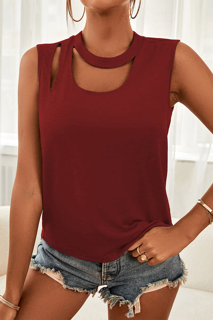 Cutout Sleeveless Top-Teresa&#39;s Fashionista LLC